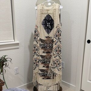 Democracy Cream and Black Patterned Sweater Tapestry